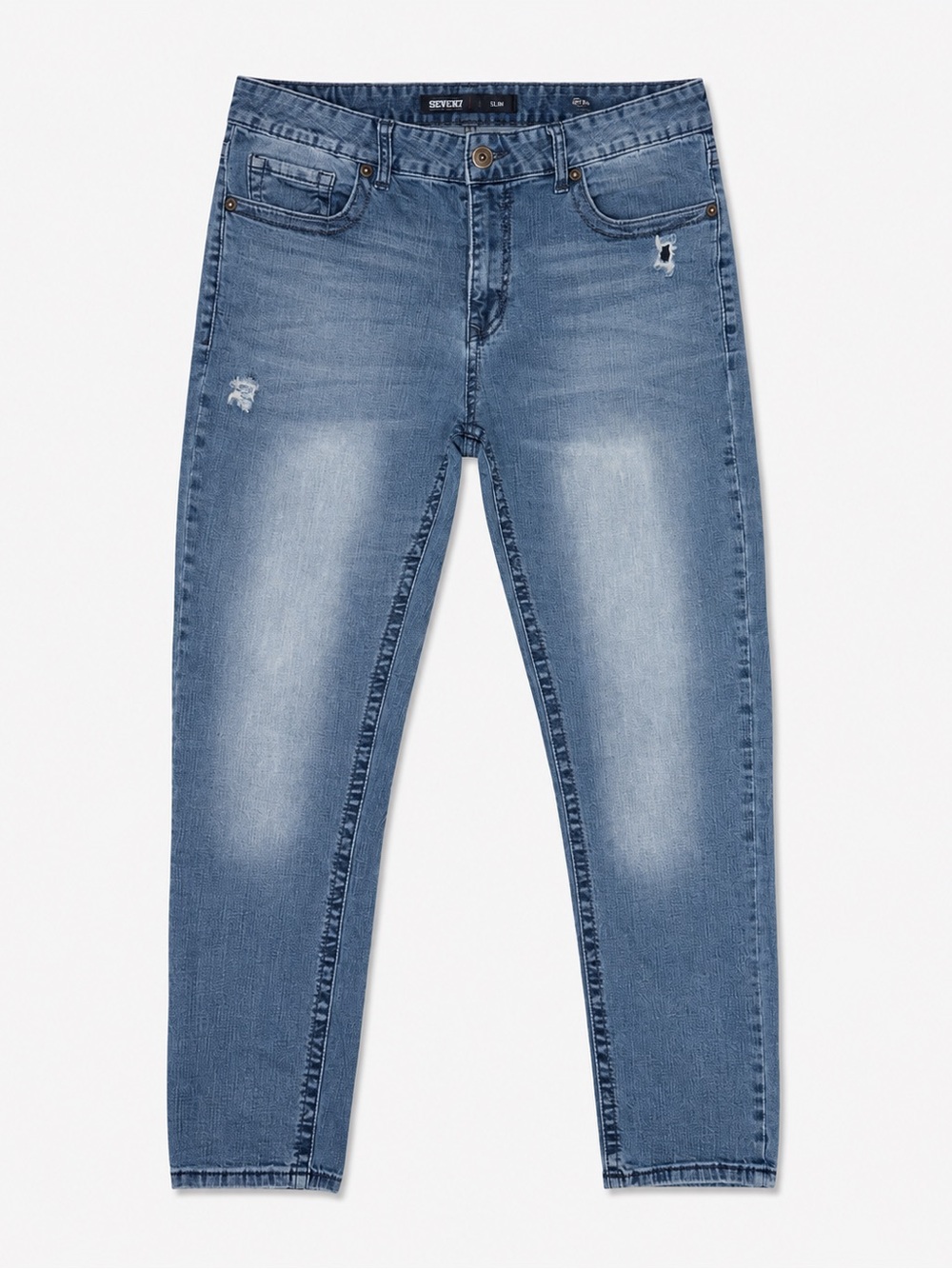 SEVEN7 Slim Jeans W36 L30 Light Wash Distressed Stretch Denim